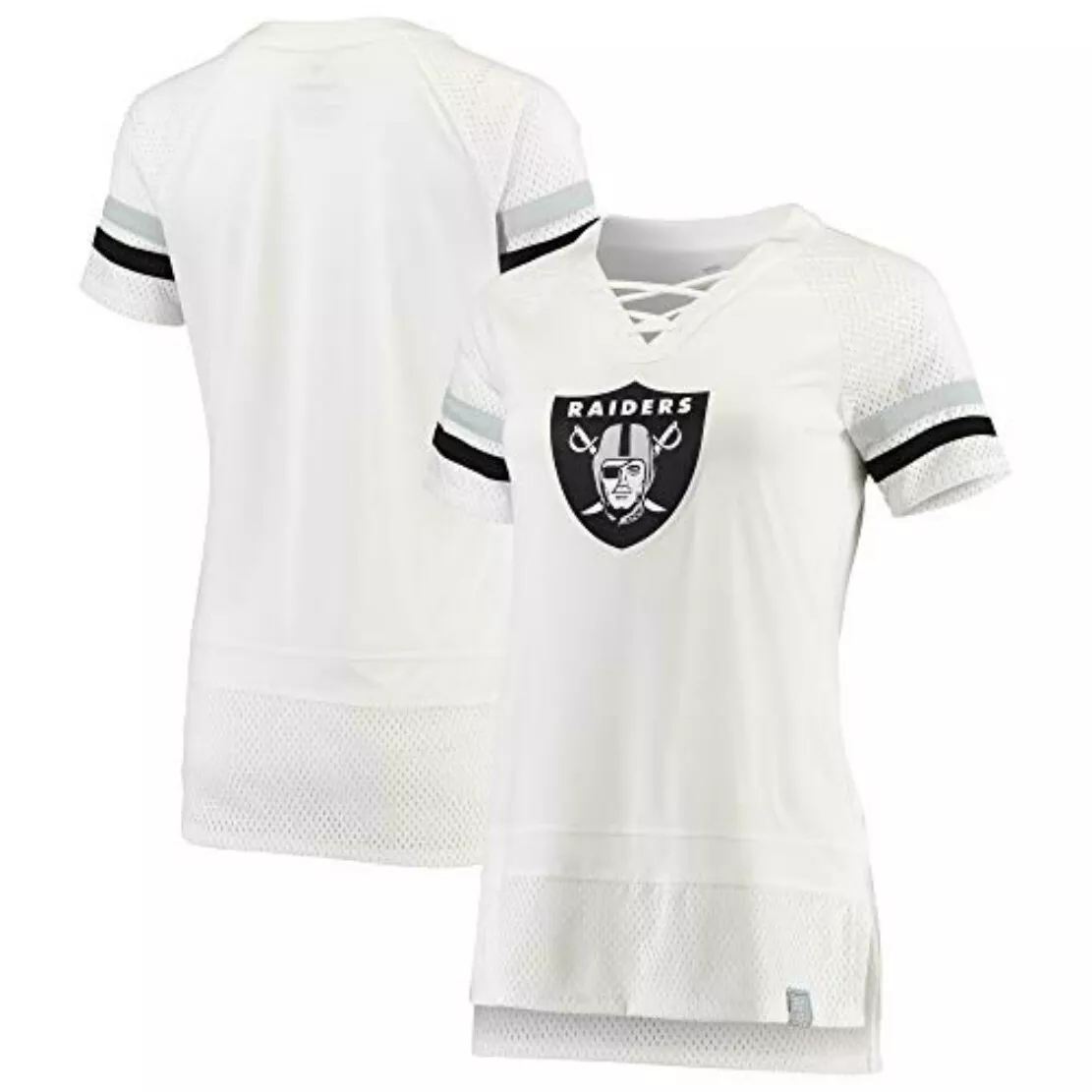 Las Vegas Raiders Women's Draft Me Lace Up T-Shirt White