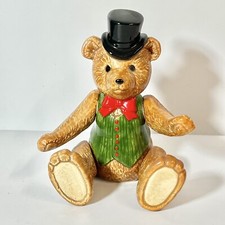 Vintage Schmid Musical Teddy Bear 1983 Jointed Ceramic The Entertainer Japan