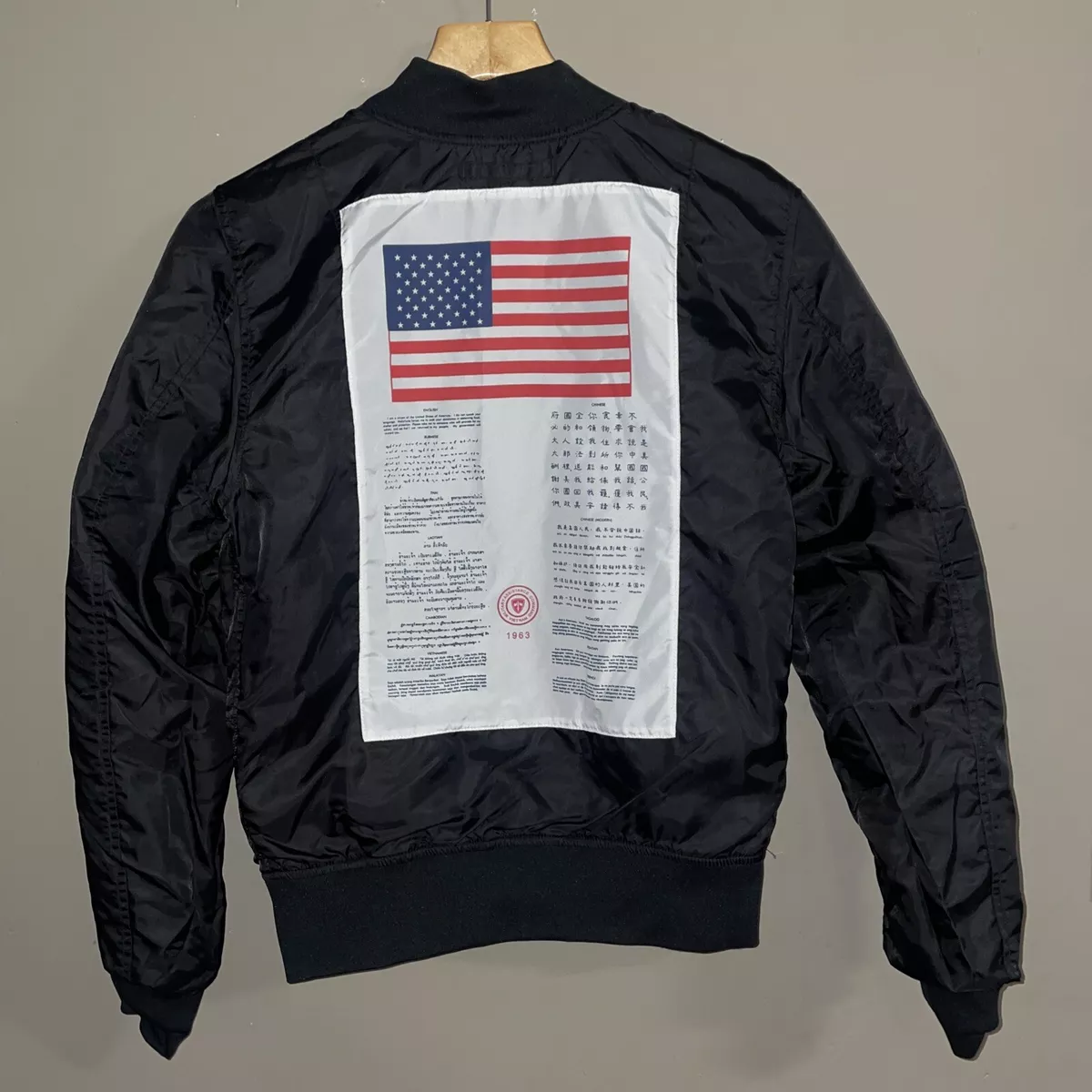 Alpha Industries 1963 Vietnam War Blood Chit Flag MA-1 Jacket REVERSIBLE Medium