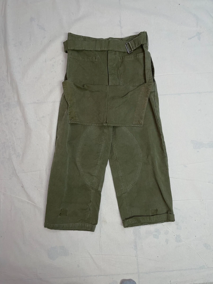 French Army Motorcycle Over Pants Trousers Heavy Canvas Adjustable Workwear 50s