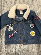 Disney Minnie Mouse Denim Jacket With Patches And Faux Fur Collar Girls 7/8