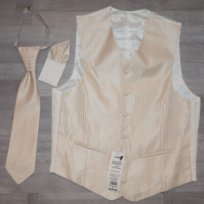 Hochzeitsweste + Plastrone + Einstecktuch - ivory creme Hochzeit Weste Gr. 50