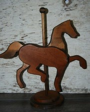 Vintage Carousel Wooden Horse Figurine Statue Hand Made 20" T x 18" W on Stand