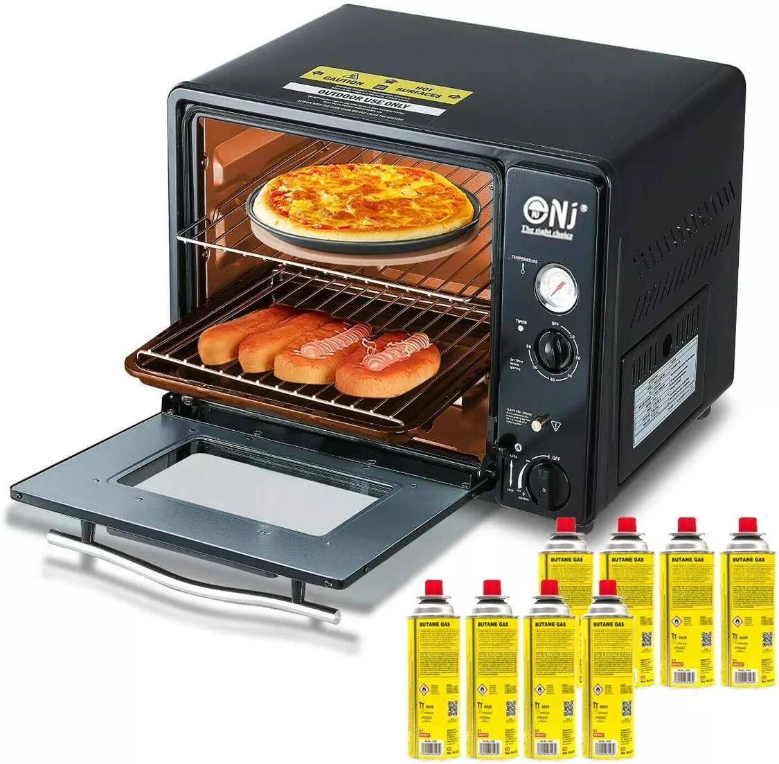 Mini horno de gas portátil litros, parrilla de temporizador de 1,3 kW + 8 cartuchos de gas 4260372888835 eBay