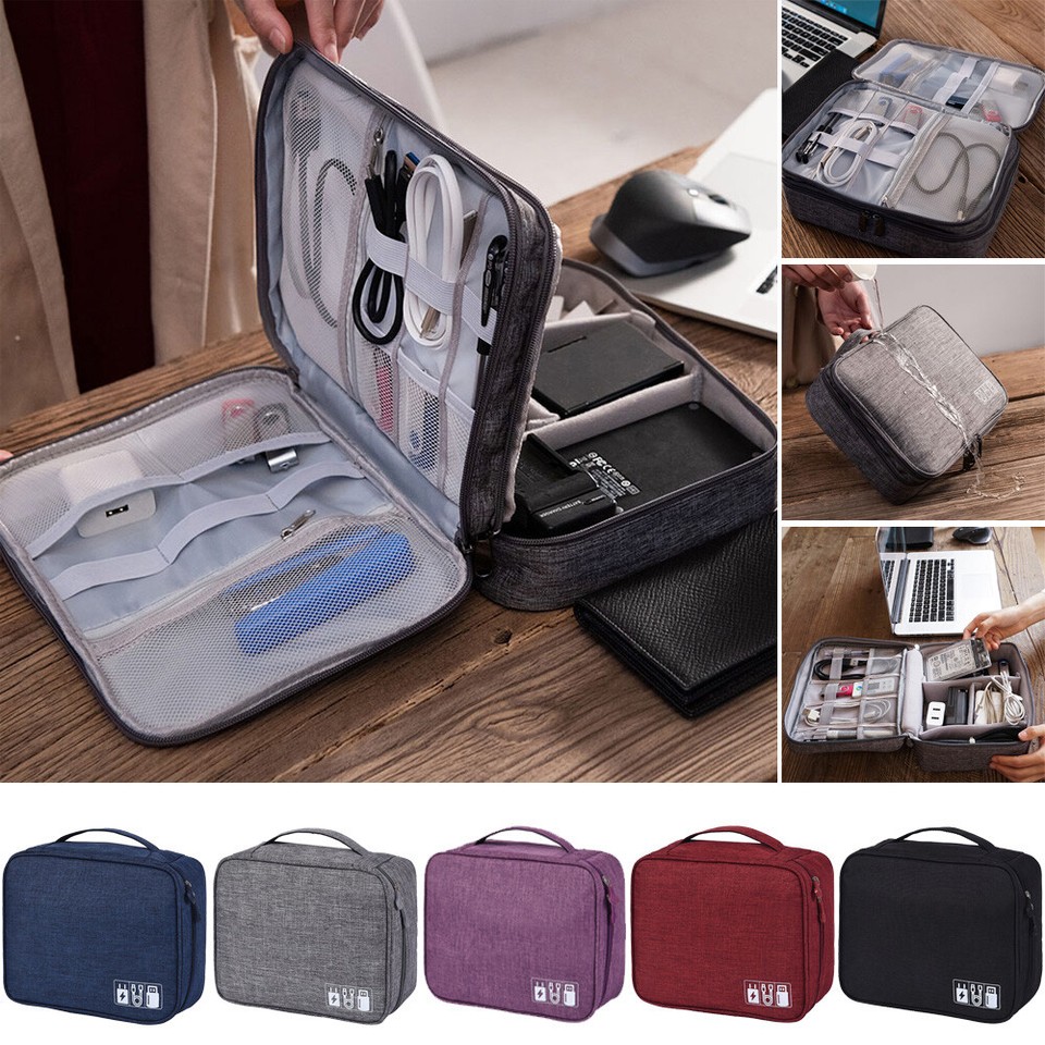 Electronics Accessories Organizer Travel Storage Hand Bag Cable USB Drive Case