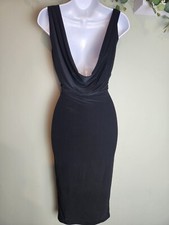 Ladies Boohoo Little Black Dress With Open Cowl Style Back Cocktail/Party dress