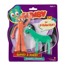 GUMBY AND POKEY IN DISGUISE 5.5 IN BENDABLE ACTION FIGURE 2 PACK BY NJ CROCE NEW