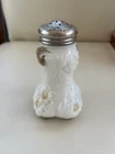 Vintage AL 1984 MILK GLASS Victorian Style White  Sugar Salt Shaker FLOWERS Gold