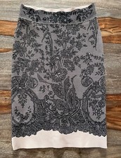 BCBG Maxazria Size XS Scarlett Bandage Nude Black Lace Printed Skirt