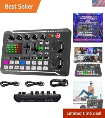 Professional 4-Channel Audio Mixer & Live Sound Card for Podcasts & Streaming