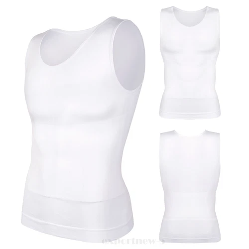 Herren T-Shirt Schlankmacher Body Shaper Bauch Brust Kompression Weste Gürtel Tank Top - Bild 20 von 28