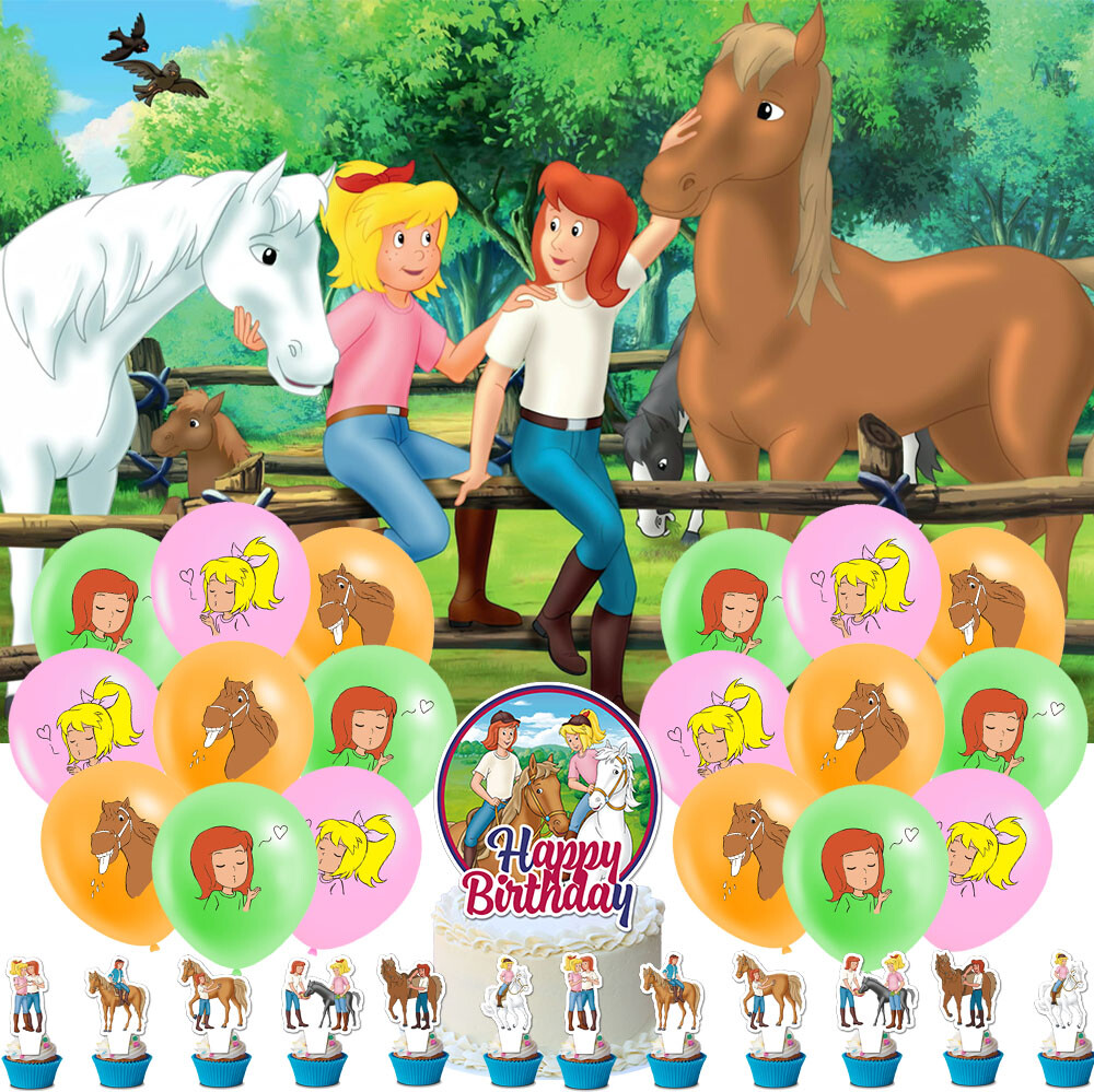 Bibi and Tina Party Supplies Party Decoration Set Balloons Cake Toppers Banner
