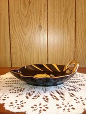 Vintage Echt Kobalt Leaf Dish Candy / Nut Dish Porzellan Halbech Gifts Rare