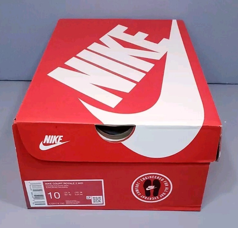 Men's Nike Court Royale 2 Mid Sneakers White/Black Onyx, Size 10, NEW thumbnail 9