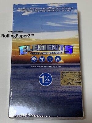 NEW! Sealed BOX of 25 packs ELEMENTS 1 1/4 1.25 Ultra-Thin Rolling papers