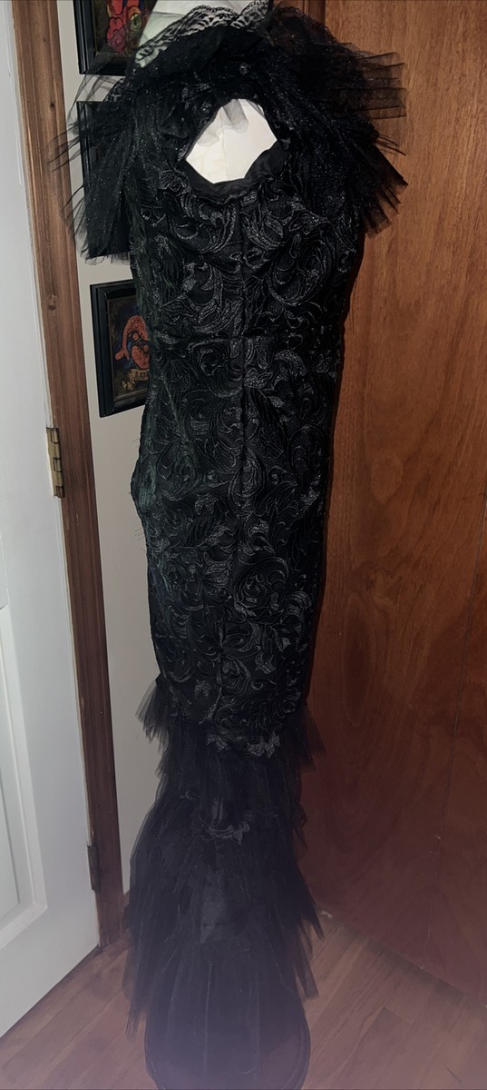 black party dress with feathers Lace-Up Long Sequin Prom Dress with Feather Skirt Teal / 6