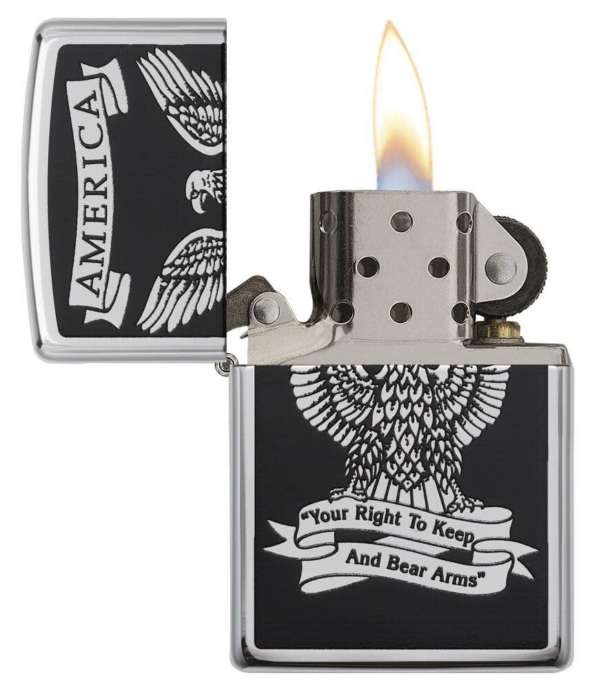 Zippo 28290, America-Right To Keep & Bear Arms, High Polish Chrome