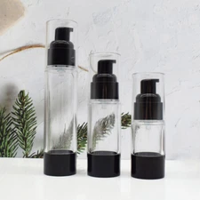 15/30/50ml Empty Travel Black Airless Cosmetic Foundation Container Pump Bottles