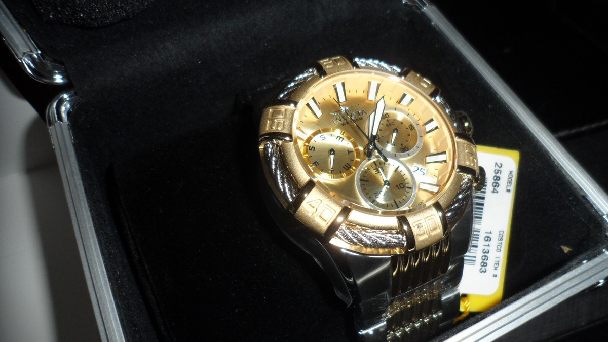 Invicta 25864 51mm Gold Silver Stainless Steel Case Gold