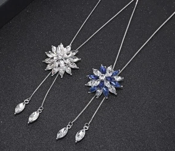 Collana donna oro bianco Swarovski Elements originale G4L cristalli stella neve - Immagine 3 di 4