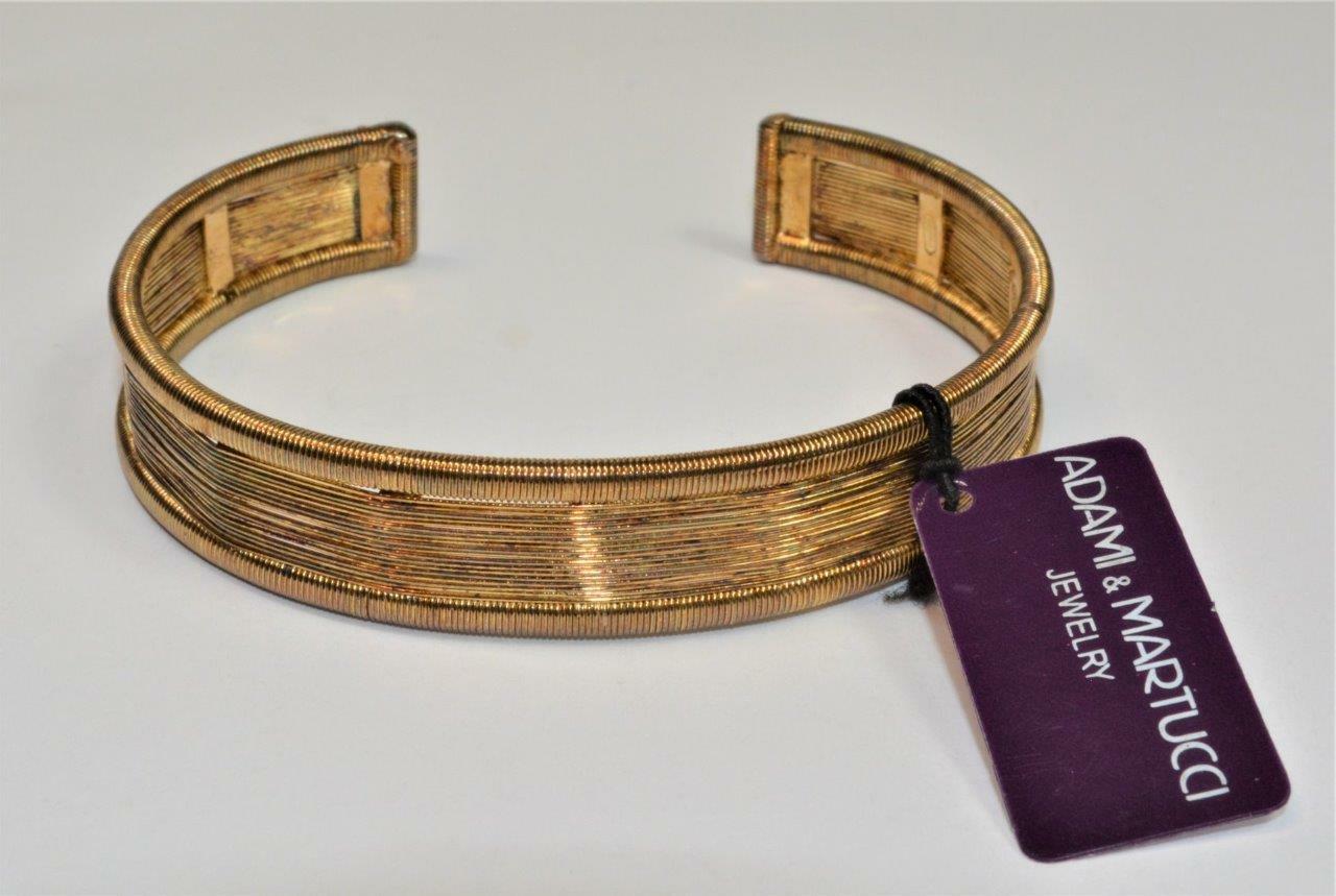 Nwt Adami & Martucci Gold Überzogen Sterling Verdrahtet 1.3cm W Armreif Armband