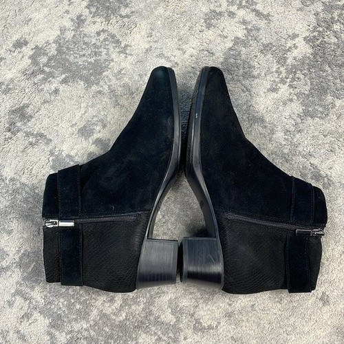 New Munro Callie Black Suede Ankle Boots Booties Buckle Belt Sz 11 Wide - 第 9/13 張圖片