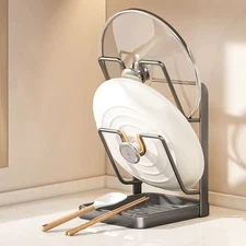 Multifunctional Kitchen Pot Lid Storage Rack Organizer for Countertop, Easy Tool