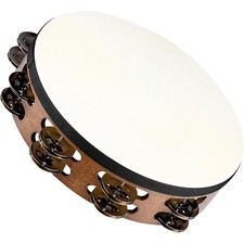 Meinl Headed Wood Tambourine with Double Row Steel Jingles 10 Inch Walnut Brown