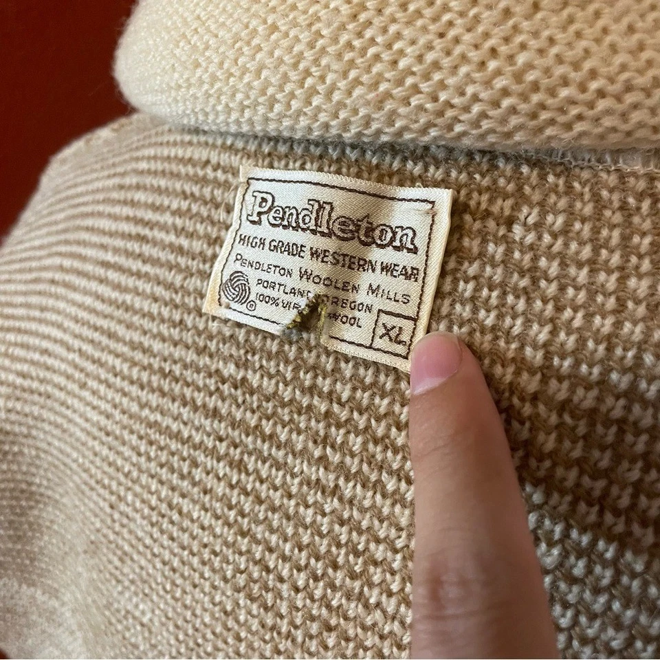 Pendleton Men's Vintage 70's Western High Grade Wool Button Front Aztec Cardigan - Image 2 of 4