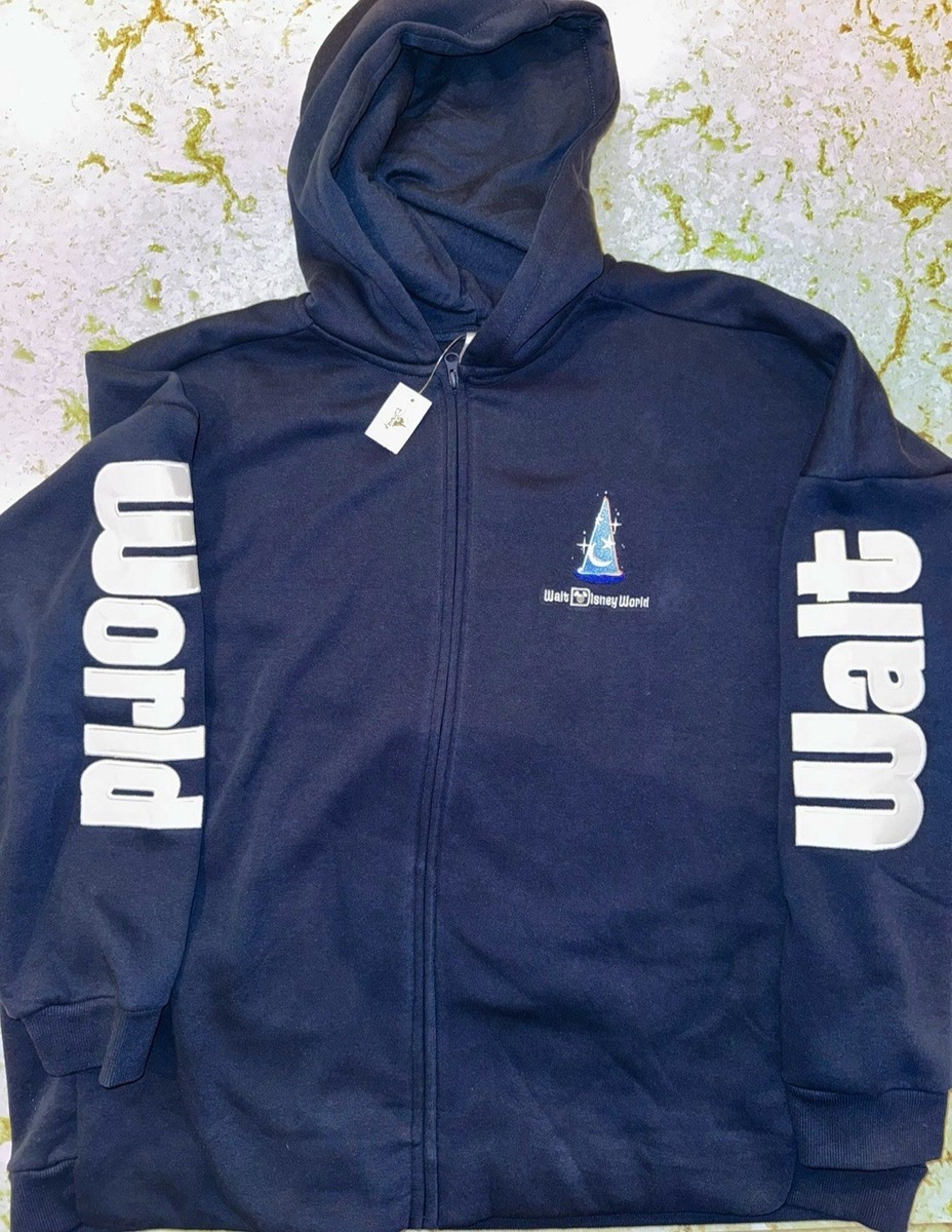 2025 Walt Disney World Sorcerer Mickey Zip Hoodie Sweatshirt Navy
