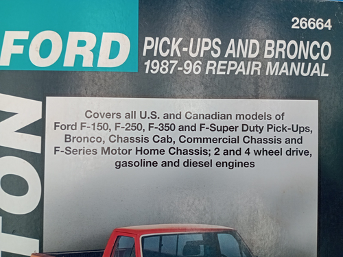 Chilton Ford Pick-Ups And Bronco 1987-1996 Repair Manual Book 26664 Mechanics VG - Foto 2 di 7