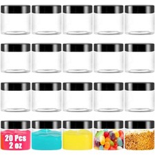 20 Pack 2 oz Clear Plastic Round Slime Containers,Empty Plastic Storage Jars