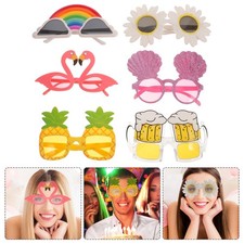 6 PCS Beach Party Glasses Eyeglasses Hawaiian Tropical Sunglasses