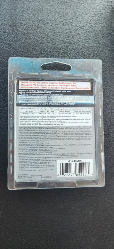 SONY 512MB Memory Stick Pro MSX-512S MSX-M512S Duo MagicGate MSAC-M2 NEW - Image 2 of 2