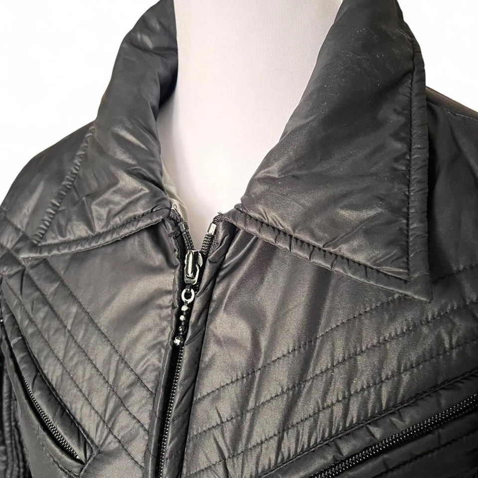 Miss Sixty Italy XS Quilted Moto Puffer Jacket – Black - Image 3 of 4