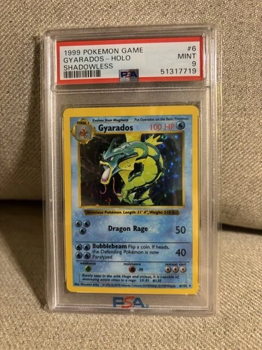 PSA 9 Shadowless Gyarados #6/102 Holo Mint Vintage Rare 1999 Pokemon Card