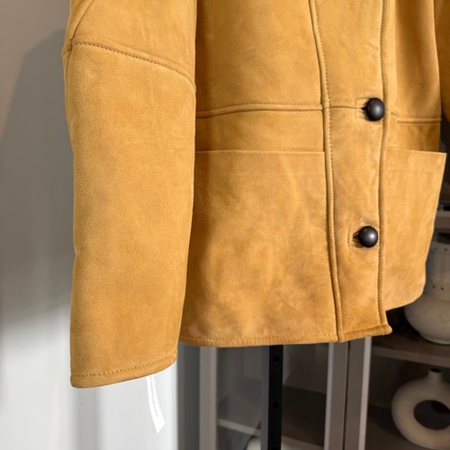 Reformation Veda Luca Suede Shearling Collar Parmesan Suede Coat L NEW Jacket - Picture 3 of 7