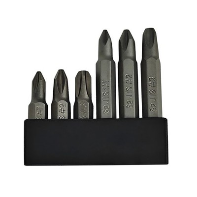 6Pcs JIS Screwdriver Bit Set   35mm&50mm-With Magnetic Tip, 1/4 Hex Black 