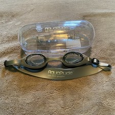 R64 Aqua2ude Kids Swim Goggles GRAY - BLACK Ages 6 Protective Case