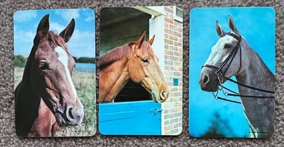 Original swap playing card blank back 70 s horses Valentine