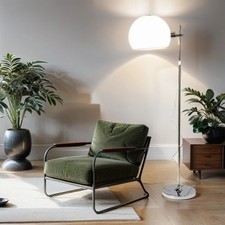 Bauhaus Stehlampe Chrom Weiß Kugel Schirm 184cm EMPETRUM Wohnzimmer Stehleuchte