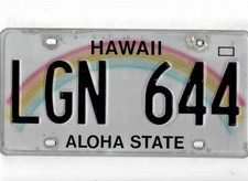 HAWAII passenger license plate "LGN 644" ***MAUI***