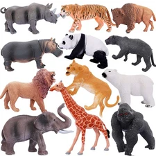 Cynquma 12pcs Safari Animals Figures,realistic Jungle Zoo Animals Figurines,wild