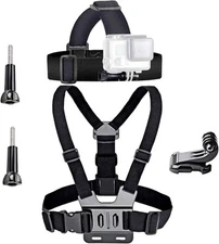 VVHOOY Action Camera Accessories Head Strap Mount Chest Harness Black 