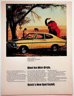 #ad Buick Opel Kadett 1968 Vintage Print Advertisement 8x11 Mini Brute $13.50
