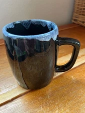 Vintage Van Briggle Marked Black Drip Pottery Coffee Mug Cup - 3.75 inches high