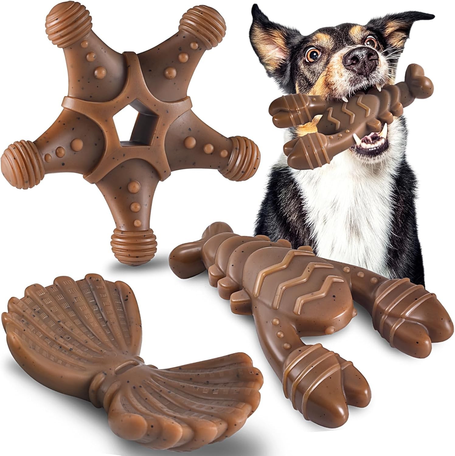 Indestructible Dog Toys for Aggressive Chewers, Large Breeds, 3-Pack