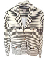 Chico  s Size 4/6 Black White Striped Jacket Blazer