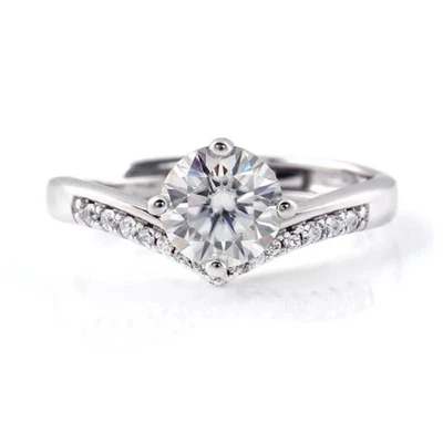 Verlobungsring 925 Silber plattiert Damen Ring Trauring Zirkonia 1ct verstellbar - Bild 1 von 4