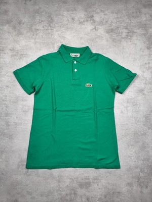 Lacoste Poloshirt Pique Baumwolle Grün Krokodil Stickerei Herren Gr. M Klassisch Made in